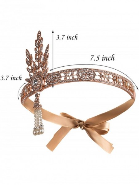 Headbands Flapper Headband Bling Rhinestone Pearl Wedding Headpiece 1920s Gatsby Themes Party Accessoires - CE18ED7273L $18.39