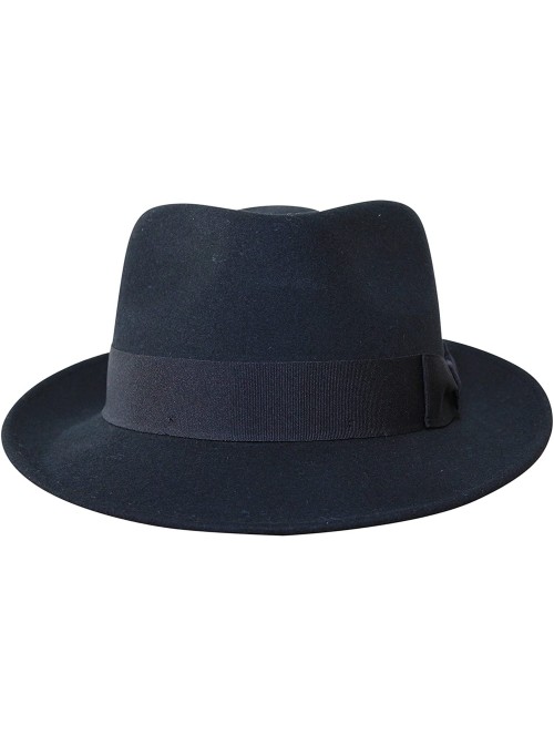 Fedoras Premium Doyle - Teardrop Fedora Hat - 100% Wool Felt - Crushable for Travel - Water Resistant - Unisex - Black - C217...