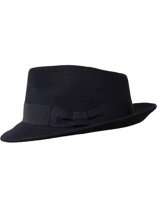 Fedoras Premium Doyle - Teardrop Fedora Hat - 100% Wool Felt - Crushable for Travel - Water Resistant - Unisex - Black - C217...