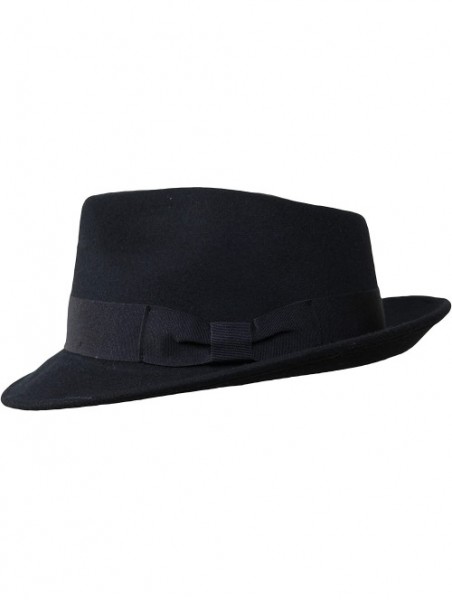 Fedoras Premium Doyle - Teardrop Fedora Hat - 100% Wool Felt - Crushable for Travel - Water Resistant - Unisex - Black - C217...