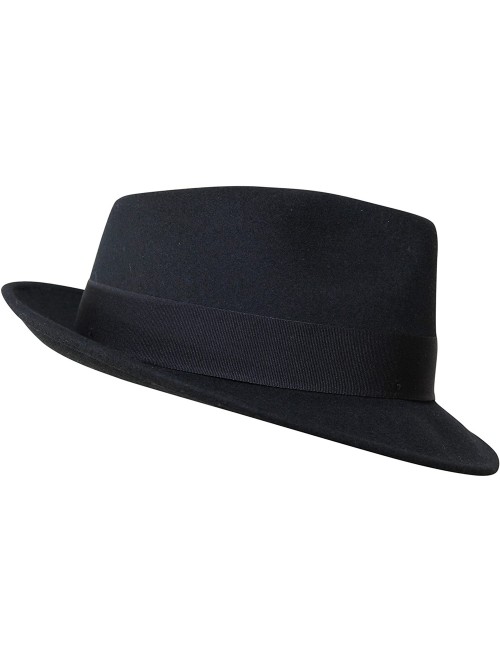 Fedoras Premium Doyle - Teardrop Fedora Hat - 100% Wool Felt - Crushable for Travel - Water Resistant - Unisex - Black - C217...