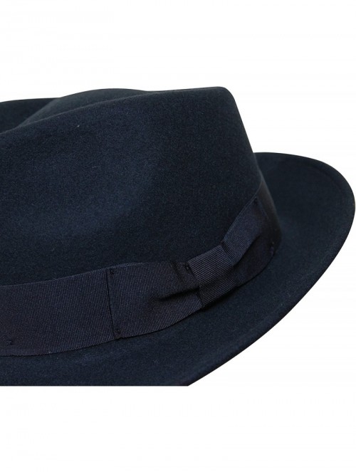 Fedoras Premium Doyle - Teardrop Fedora Hat - 100% Wool Felt - Crushable for Travel - Water Resistant - Unisex - Black - C217...