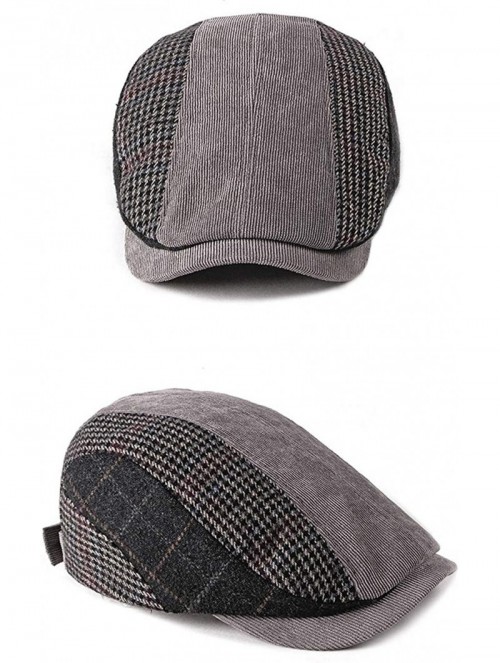 Newsboy Caps Men's Flat Cap Ivy Gatsby Newsboy Driving Hunting Hat Cotton/Wool Herringbone/Plaid Tweed - Pink Stripes - CL193...