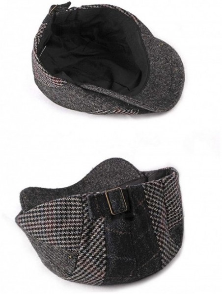 Newsboy Caps Men's Flat Cap Ivy Gatsby Newsboy Driving Hunting Hat Cotton/Wool Herringbone/Plaid Tweed - Pink Stripes - CL193...