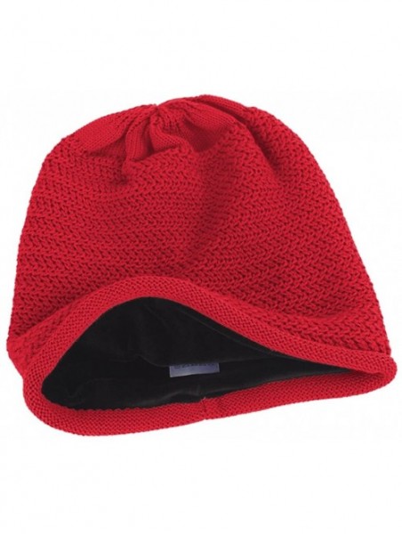 Skullies & Beanies Men's Solid Cotton Knit Beanie Hat Winter Slouch Skull Ski Cap - Red - C711S1I20PD $14.98