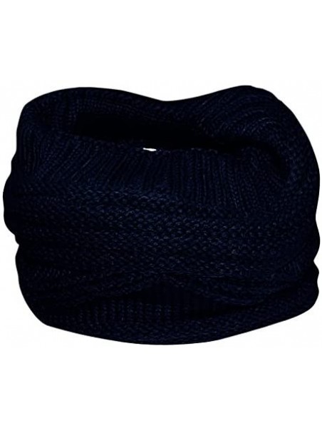 Skullies & Beanies Trendy and Warm Zig Zag Crochet Knit Convertible Beanie Neck wear - Midnight Blue - C211QNNEJYD $17.06