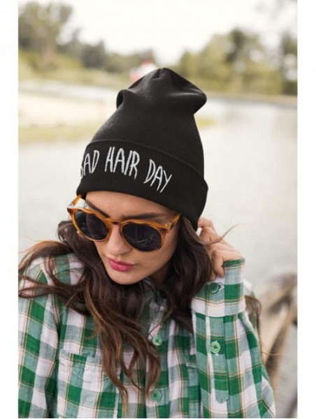 Skullies & Beanies Beanie Hat Women Men Winter Warm Black Bad Hair Day Oversized - Bhd Black - CD12O7MBB55 $11.47