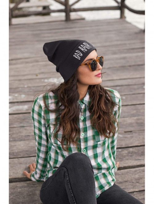 Skullies & Beanies Beanie Hat Women Men Winter Warm Black Bad Hair Day Oversized - Bhd Black - CD12O7MBB55 $11.47