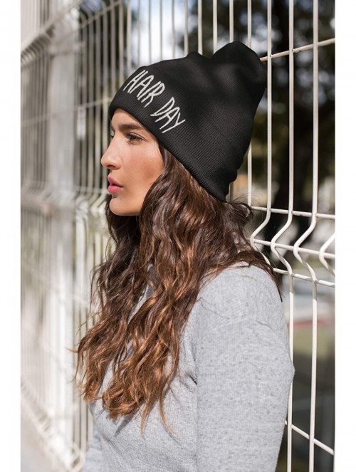 Skullies & Beanies Beanie Hat Women Men Winter Warm Black Bad Hair Day Oversized - Bhd Black - CD12O7MBB55 $11.47