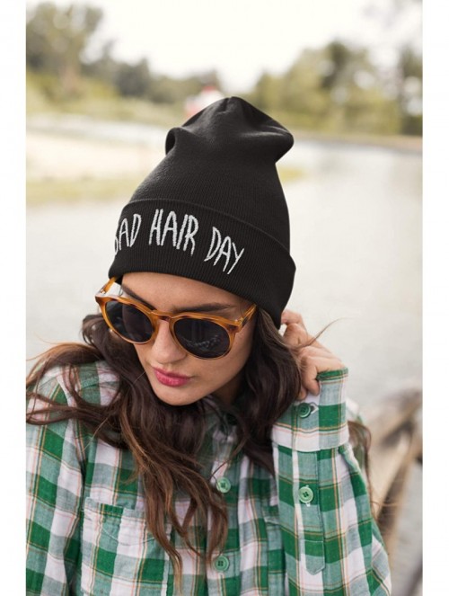 Skullies & Beanies Beanie Hat Women Men Winter Warm Black Bad Hair Day Oversized - Bhd Black - CD12O7MBB55 $11.47