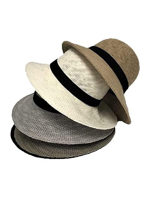 Sun Hats Packable Half Turn Brim One Size Fits Most Cotton Blend Sun Hat with Black Trim Detail - Black - CH18RGZ2ODY $44.40