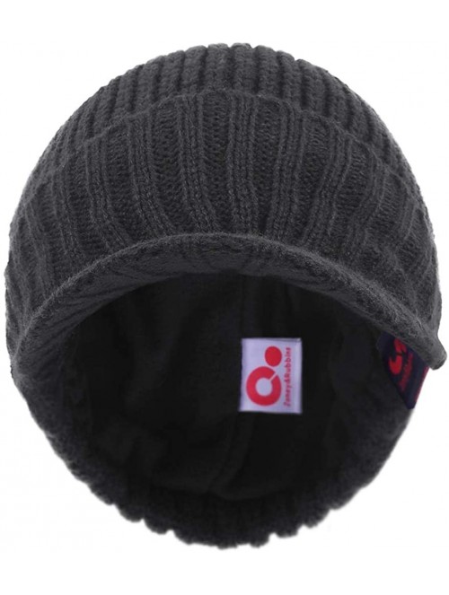 Skullies & Beanies Daily Knit Visor Brim Beanie Hat Fleece Lined Skull Ski Cap - Dark Gray - C511RGRXQF3 $11.69