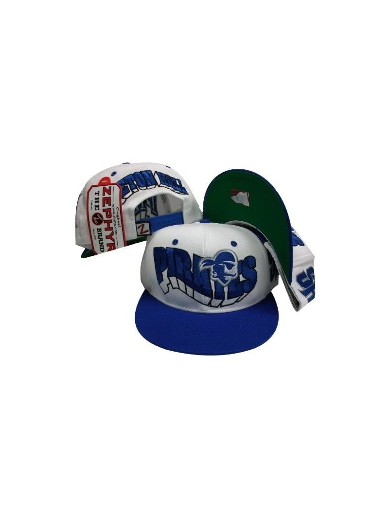 Baseball Caps Seton Hall Pirates White/Blue Two Tone Plastic Snapback Adjustable Plastic Snap Back Hat/Cap - CS115NDTDP9 $30.89