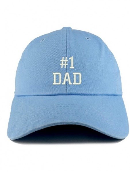 Baseball Caps Number 1 Dad Embroidered Low Profile Soft Cotton Dad Hat Cap - Sky - CI18D55C58A $22.73