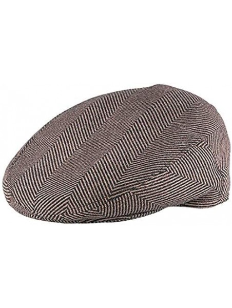 Newsboy Caps Mohair/Wool Blend Herringbone Ivy Cap with Quilted Lining - Brown - CK11B6UB7Q1 $49.21