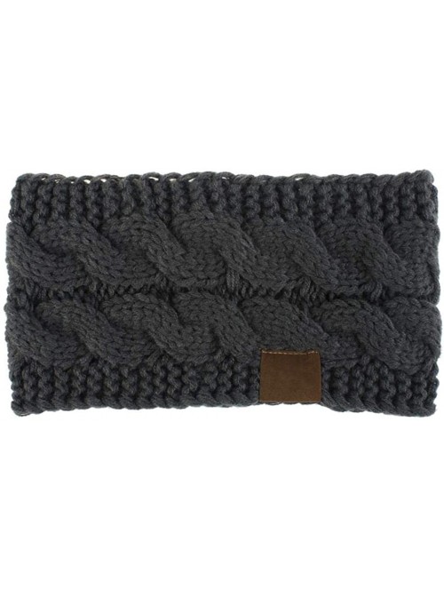 Headbands Soft Elastic Wool Knit Winter Headband Women Fashion Wide Stretch Hair Band Headwear Dark Gray - CX193IG6Y44 $17.67