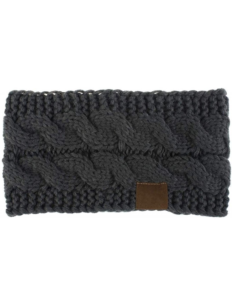 Headbands Soft Elastic Wool Knit Winter Headband Women Fashion Wide Stretch Hair Band Headwear Dark Gray - CX193IG6Y44 $17.67