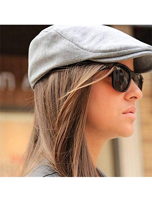 Newsboy Caps Men's Newsboy Gatsby Cabbie Hats Cotton Adjustable Driving Winter Hat - Light Grey - CL18M3A5R8T $12.65