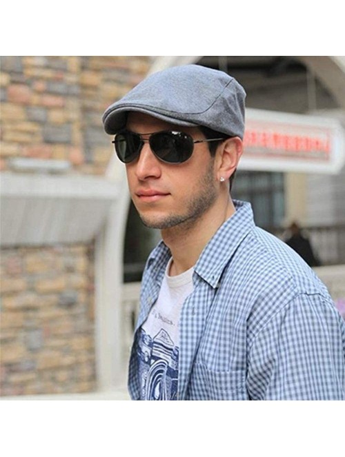 Newsboy Caps Men's Newsboy Gatsby Cabbie Hats Cotton Adjustable Driving Winter Hat - Light Grey - CL18M3A5R8T $12.65