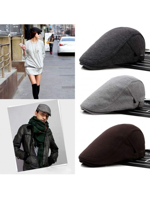 Newsboy Caps Men's Newsboy Gatsby Cabbie Hats Cotton Adjustable Driving Winter Hat - Light Grey - CL18M3A5R8T $12.65