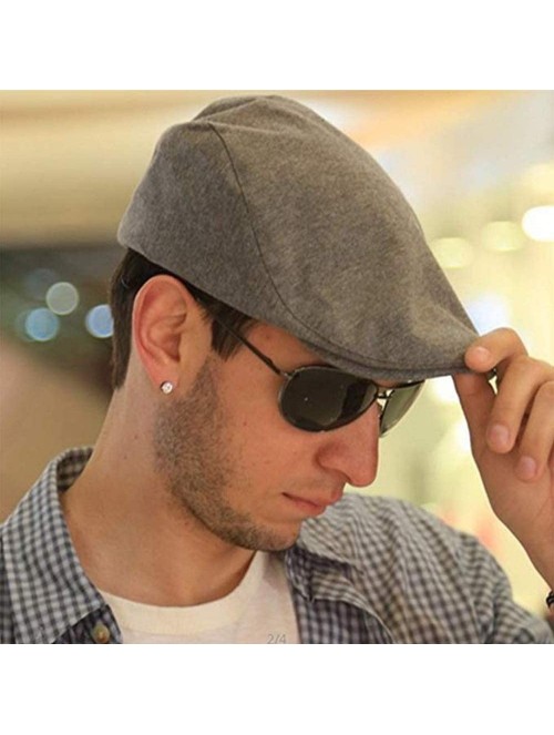 Newsboy Caps Men's Newsboy Gatsby Cabbie Hats Cotton Adjustable Driving Winter Hat - Light Grey - CL18M3A5R8T $12.65