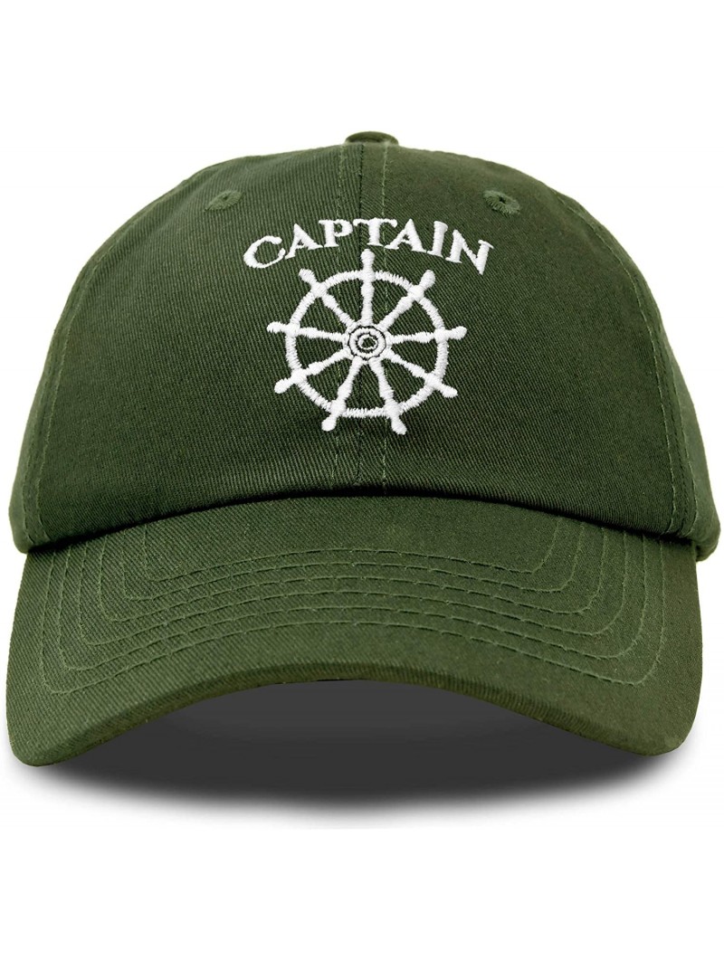 Baseball Caps Captain Hat Sailing Baseball Cap Navy Gift Boating Men Women - Olive - CI18WDWHOXW $16.25