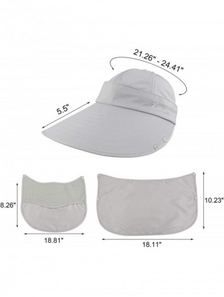 Sun Hats Women Sun Wide Brim UV Protection Fishing Hats Foldable Ponytail Summer Hat with Detachable Flap - Gray - C6194T8C9Q...