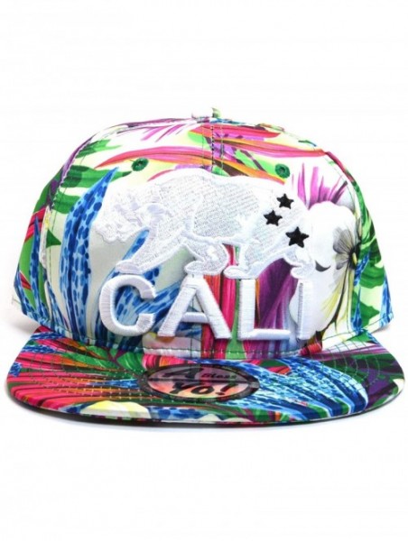 Baseball Caps Premium Cotton Flower Printed Cali Bear Embroidered Snapback Cap AYO1212 - Blue- Red White Bear - C318ECOLHIM $...