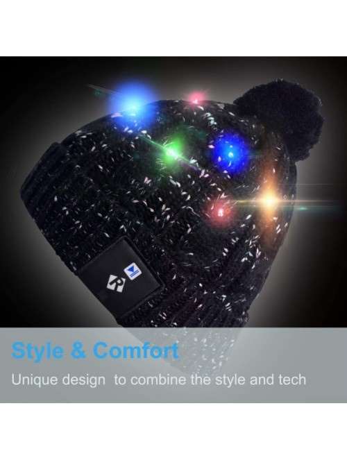 Skullies & Beanies Light Up Beanie Hat Stylish Unisex LED Knit Cap for Indoor and Outdoor - Lb010-black/Blue-string - C018M26...