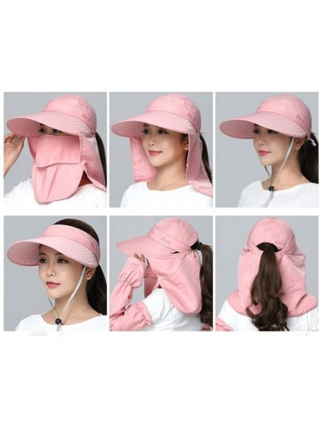 Sun Hats Women Sun Wide Brim UV Protection Fishing Hats Foldable Ponytail Summer Hat with Detachable Flap - Gray - C6194T8C9Q...