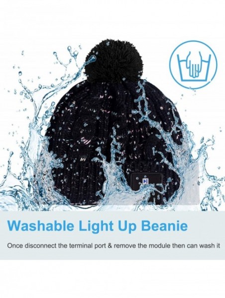 Skullies & Beanies Light Up Beanie Hat Stylish Unisex LED Knit Cap for Indoor and Outdoor - Lb010-black/Blue-string - C018M26...