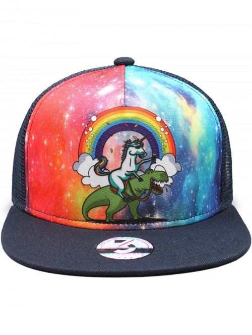 Baseball Caps Unicorns/Dinosaur Baseball Cap Snapback Hip Hop Funny Trucker Hat - Unicorn Ride Dinosaur - CZ18H0XLW4N $17.13
