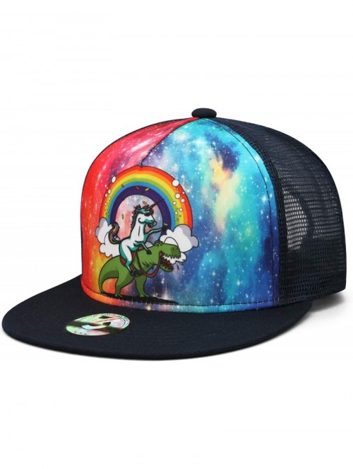 Baseball Caps Unicorns/Dinosaur Baseball Cap Snapback Hip Hop Funny Trucker Hat - Unicorn Ride Dinosaur - CZ18H0XLW4N $17.13