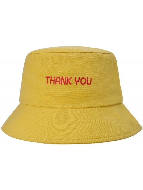 Bucket Hats Unisex Fashion Unique Word Embroidered Bucket Hat Summer Fisherman Cap for Men Women Teens - Thank You Yellow - C...