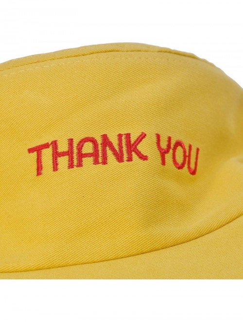 Bucket Hats Unisex Fashion Unique Word Embroidered Bucket Hat Summer Fisherman Cap for Men Women Teens - Thank You Yellow - C...