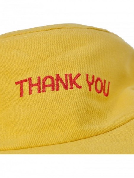 Bucket Hats Unisex Fashion Unique Word Embroidered Bucket Hat Summer Fisherman Cap for Men Women Teens - Thank You Yellow - C...