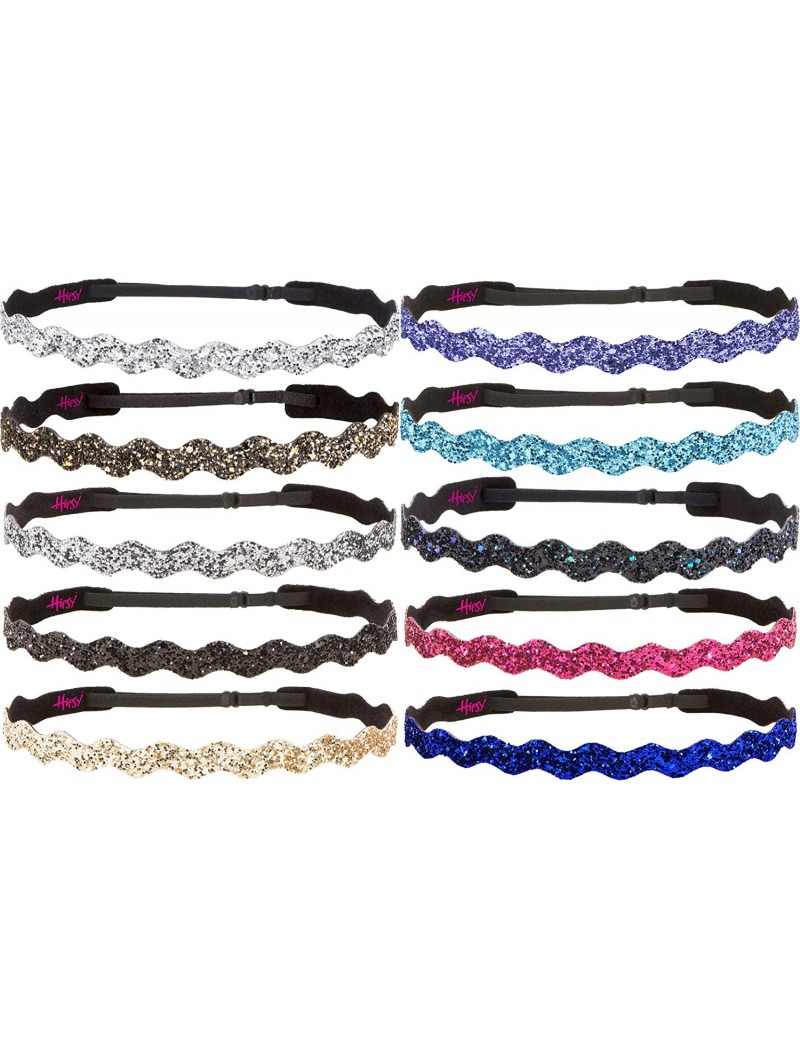 Headbands Women's Bling Glitter Adjustable No Slip Bulk Headbands Gift Sets 10pk - Wave Neutral & Bold 10pk - CC18YKSEXY5 $50.84