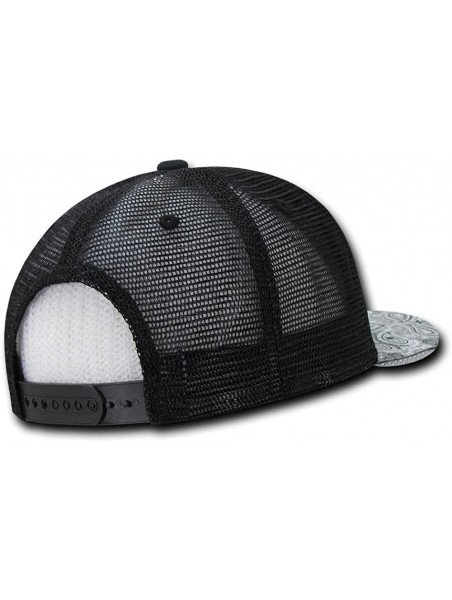 Baseball Caps Paisley Bandana Print Flat Bill Trucker Mesh Snapback Cap - Black Grey - CS17YRXKD5M $21.38