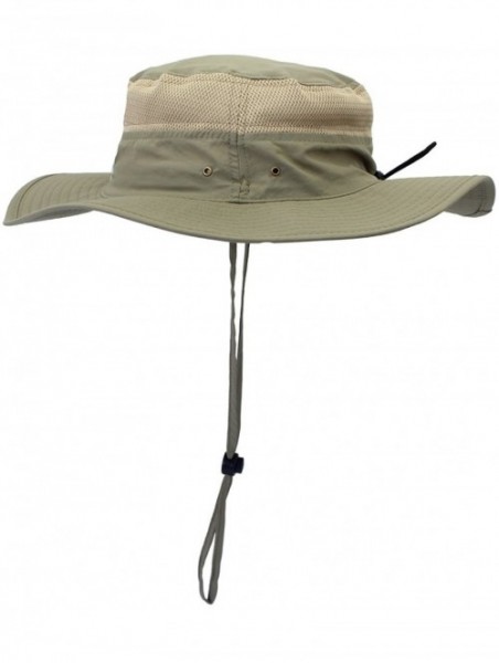 Sun Hats Outdoor Mesh Boonie Hat Outdoor UPF 50+ Wide Brim Sun Hat Windproof Fishing Hats - Dark Khaki - CH18U4D2NO9 $16.94