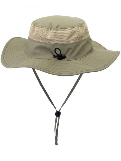 Sun Hats Outdoor Mesh Boonie Hat Outdoor UPF 50+ Wide Brim Sun Hat Windproof Fishing Hats - Dark Khaki - CH18U4D2NO9 $16.94