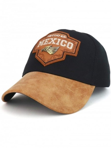 Baseball Caps Hecho en Mexico Metal Eagle Patch PU Leather Bill Cap - Black - CI18OQAD9ME $13.68