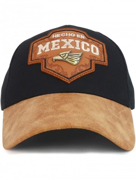 Baseball Caps Hecho en Mexico Metal Eagle Patch PU Leather Bill Cap - Black - CI18OQAD9ME $13.68