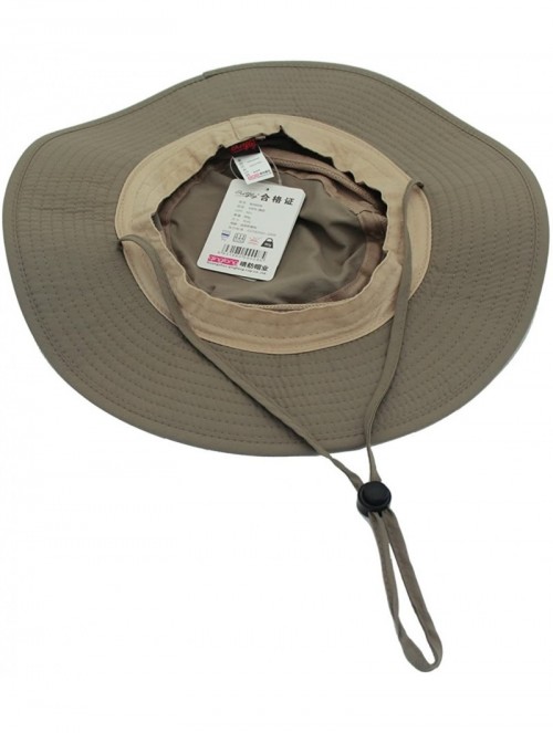 Sun Hats Outdoor Mesh Boonie Hat Outdoor UPF 50+ Wide Brim Sun Hat Windproof Fishing Hats - Dark Khaki - CH18U4D2NO9 $16.94