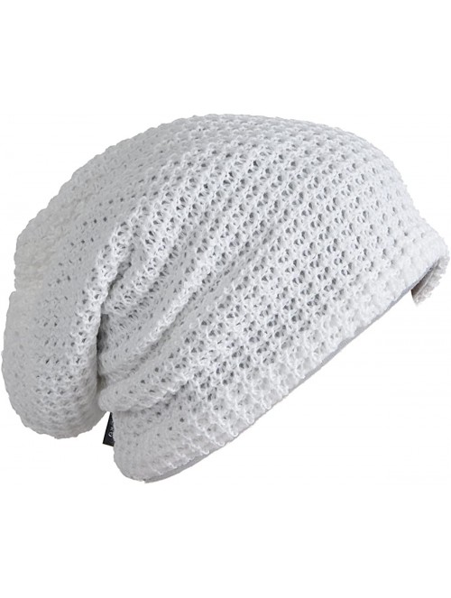 Skullies & Beanies Mens Slouchy Long Beanie Knit Cap for Summer Winter- Oversize - White - C7127BB0R3R $18.28