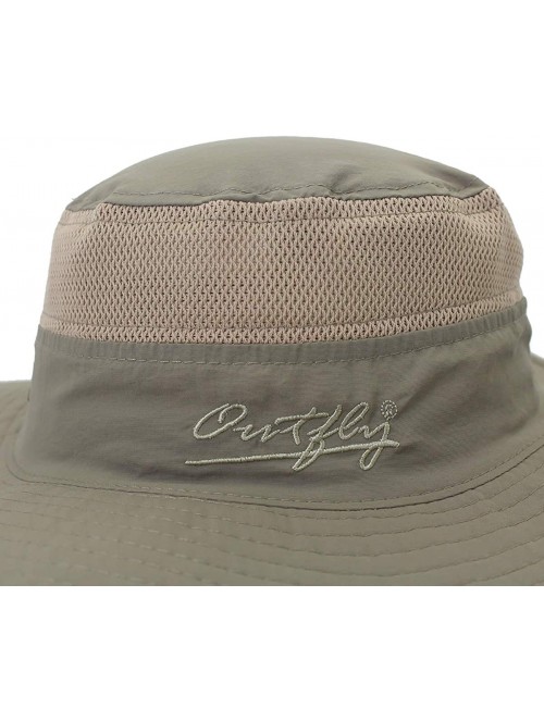 Sun Hats Outdoor Mesh Boonie Hat Outdoor UPF 50+ Wide Brim Sun Hat Windproof Fishing Hats - Dark Khaki - CH18U4D2NO9 $16.94