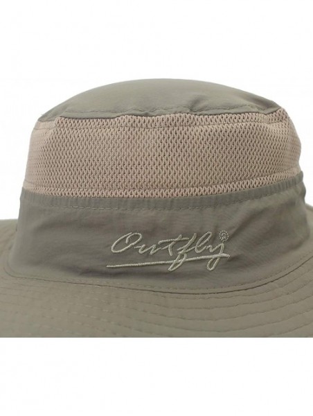 Sun Hats Outdoor Mesh Boonie Hat Outdoor UPF 50+ Wide Brim Sun Hat Windproof Fishing Hats - Dark Khaki - CH18U4D2NO9 $16.94