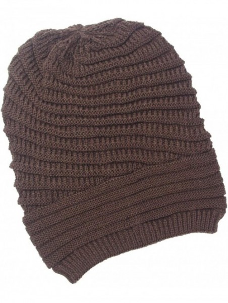 Skullies & Beanies Women Knit Baggy Oversize Slouchy Beanie Hat Soft Winter Beanie Skull Cap - Brown - CH18Z98KK5D $10.32