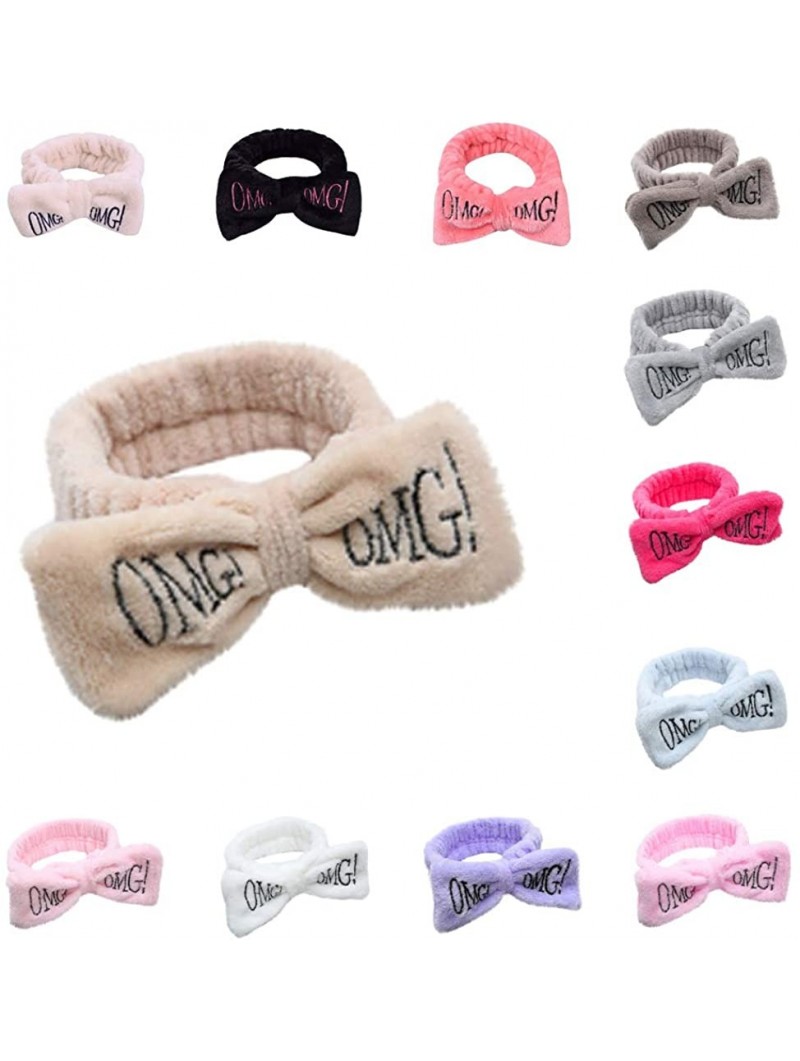 Headbands FarJing Bow Hair Band Women Facial Makeup Head Band Soft Coral Fleece Head Wraps For Shower Washing Face - CQ195CYT...