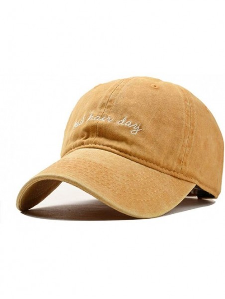 Baseball Caps Vintage Hat Bad-Hair-Day Embroidered Women-Baseball-Dad Hats Distressed - Yellow - C018GZK6WEY $13.61