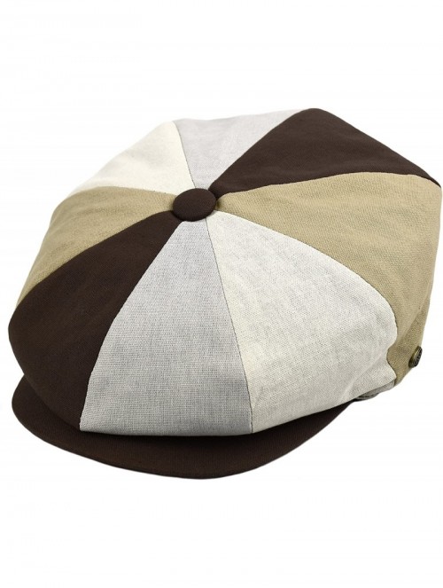 Newsboy Caps Mens Newsboy Cap- Patchwork Cabbie- Driving Cap- Light Weight Applejack Hat - Brown Patch - C217AZ4O08D $24.51